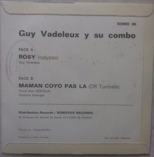 Guy Vadeleux Y Su Combo - Rosy | Sonovox Records (SONO 39) - 2