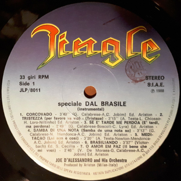 Joe D'Alessandro And His Orchestra - Speciale Dal Brasile | Jingle (JLP/8011) - 3 Joe D'Alessandro And His Orchestra - Speciale Dal Brasile | Jingle (JLP/8011) - 3