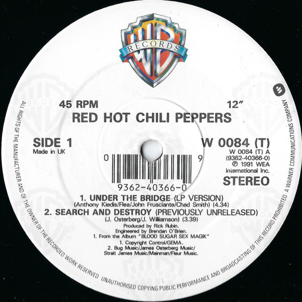 Red Hot Chili Peppers - Under The Bridge | Warner Bros. Records (W0084T) - 3