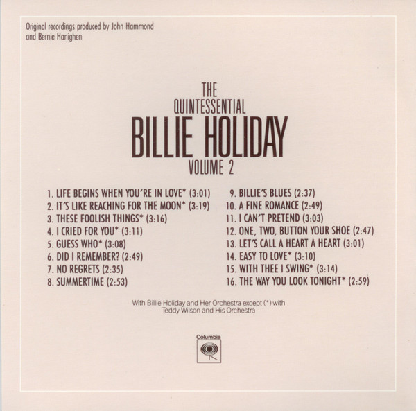 Billie Holiday - The Quintessential Billie Holiday Volume 2 | Columbia (CK-40790) - 2 Billie Holiday - The Quintessential Billie Holiday Volume 2 | Columbia (CK-40790) - 2