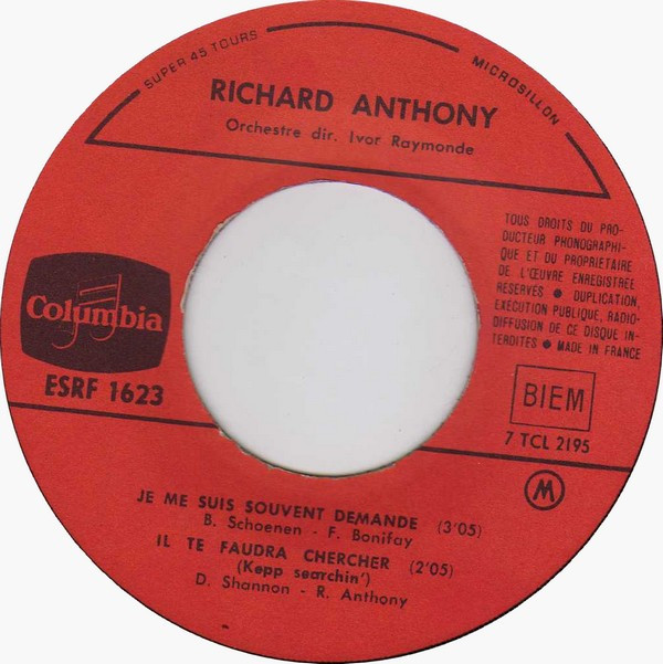 Richard Anthony - Je Me Suis Souvent Demandé | Columbia (ESRF 1623) - 2