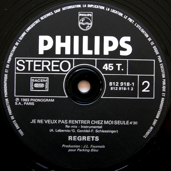 Regrets - Je Ne Veux Pas Rentrer Chez Moi Seule | Philips (812 918-1) - 4