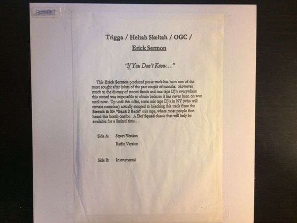 Trigger Tha Gambler , Heltah Skeltah , O.G.C. , Erick Sermon - If You Don't Know... | Not On Label (DN001) - main Trigger Tha Gambler , Heltah Skeltah , O.G.C. , Erick Sermon - If You Don't Know... | Not On Label (DN001) - main