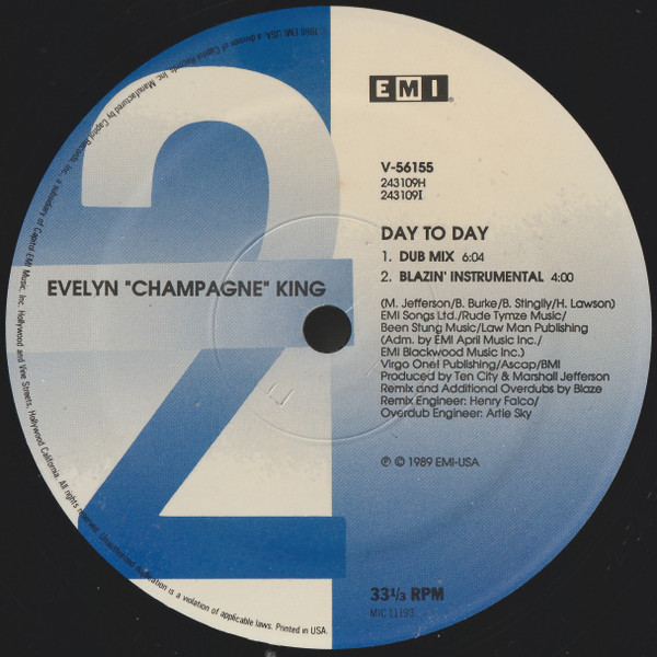 Evelyn King - Day To Day (Blaze Remixes) | EMI USA (V-56155) - 2 Evelyn King - Day To Day (Blaze Remixes) | EMI USA (V-56155) - 2