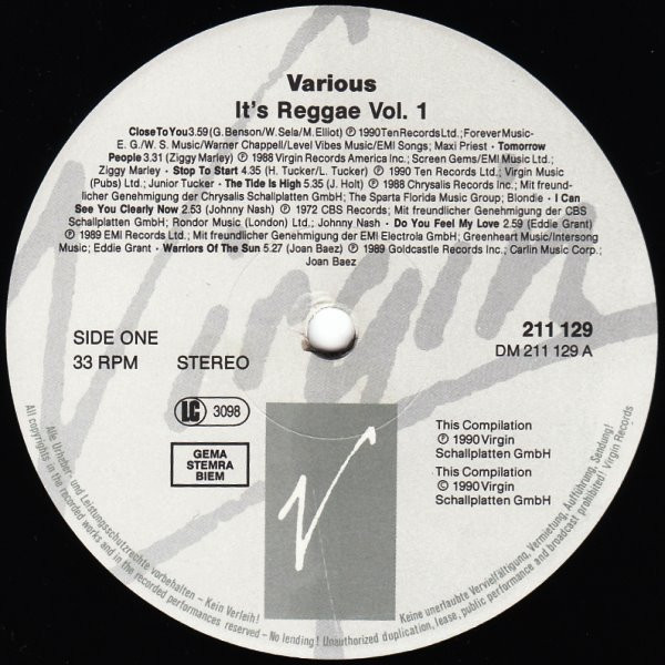 Various - It's Reggae | Virgin (211 129) - 3