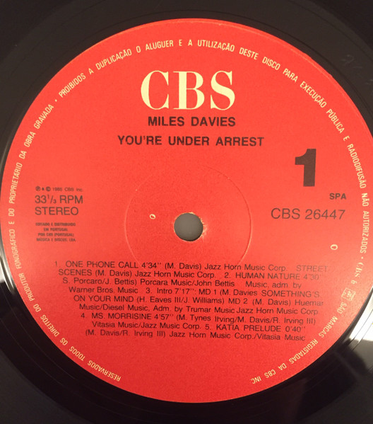 Miles Davis - You're Under Arrest | CBS (26447) - 4 Miles Davis - You're Under Arrest | CBS (26447) - 4