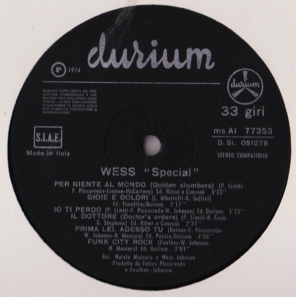 Wess Johnson - Special Discoteque | Durium (ms AI 77353) - 4 Wess Johnson - Special Discoteque | Durium (ms AI 77353) - 4