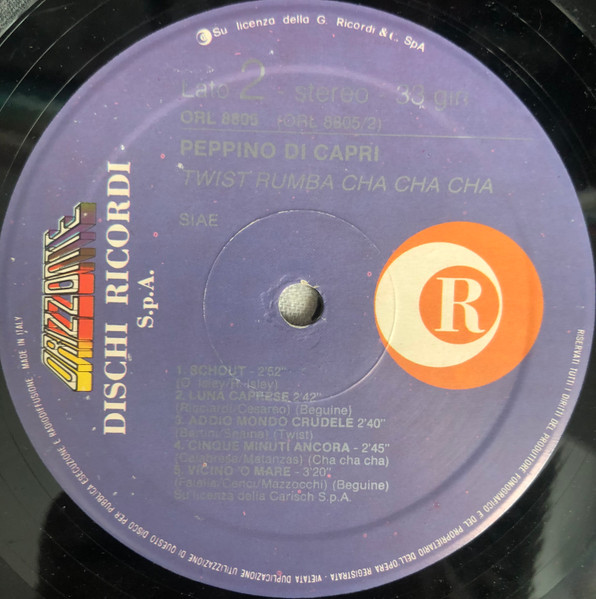 Peppino Di Capri - Twist Rumba Cha Cha Cha | Ricordi (ORL 8805) - 4