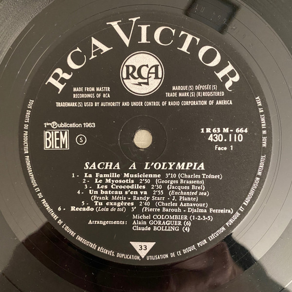 Sacha Distel - Sacha Distel A L'Olympia | RCA Victor (430 110) - 2