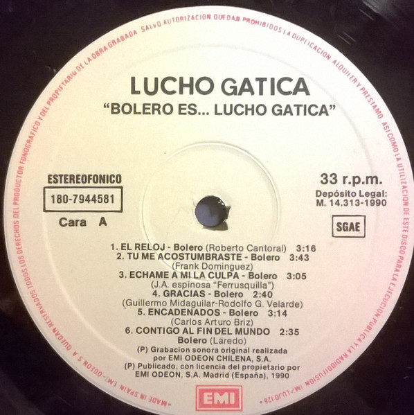 Lucho Gatica - Bolero Es... Lucho Gatica | EMI (180-7944571) - 3 Lucho Gatica - Bolero Es... Lucho Gatica | EMI (180-7944571) - 3