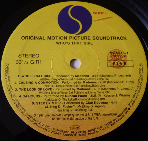 Madonna - Who's That Girl (Original Motion Picture Soundtrack) | Sire (92 5611-1) - main