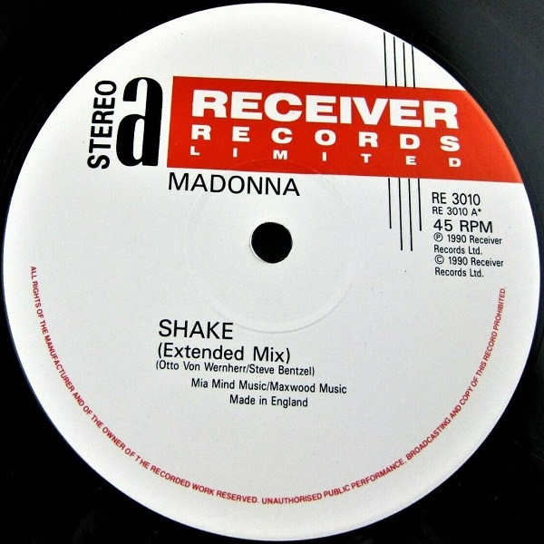 Madonna & Otto Von Wernherr - Shake | Receiver Records Limited (REPLAY 3010) - 3 Madonna & Otto Von Wernherr - Shake | Receiver Records Limited (REPLAY 3010) - 3