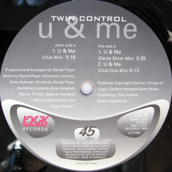 Twin Control - U & Me | Logic Records (LOC 135) - 3