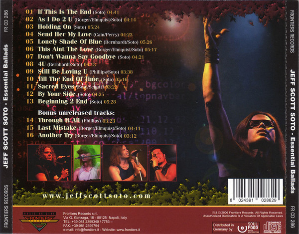 Jeff Scott Soto - Essential Ballads CD | Frontiers Records (FR CD 286) - 2 Jeff Scott Soto - Essential Ballads CD | Frontiers Records (FR CD 286) - 2