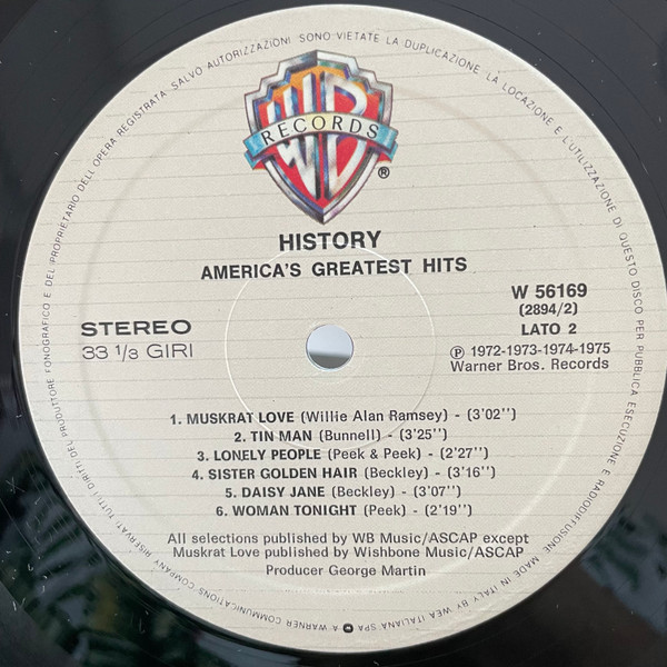 America - History · America's Greatest Hits | Warner Bros. Records (W 56169) - 4