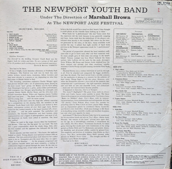 Newport Youth Band - The Newport Youth Band At The Newport Jazz Festival | Coral (CRL 57306) - 2