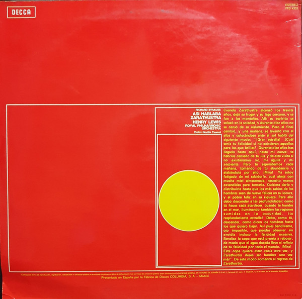 Richard Strauss - Henry Lewis , Royal Philharmonic Orchestra - Asi Hablaba Zarathustra | Decca (PFS 4202) - 2