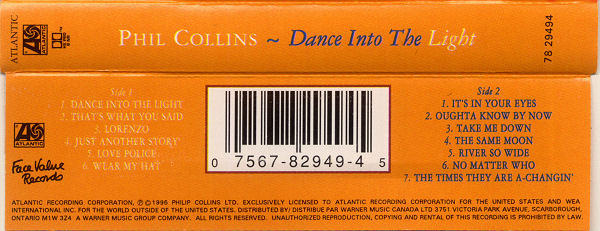 Phil Collins - Dance Into The Light | Atlantic (78 29494) - main Phil Collins - Dance Into The Light | Atlantic (78 29494) - main