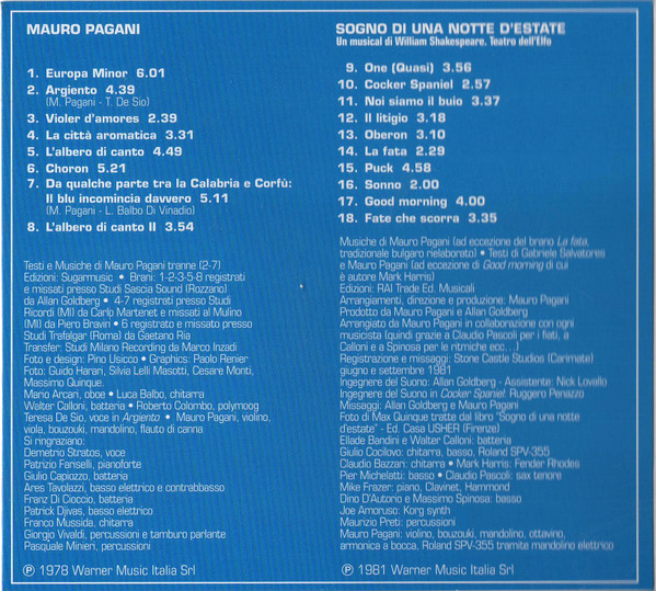 Mauro Pagani - Mauro Pagani / Sogno Di Una Notte D'Estate | Warner Music Italy (5053105-3870-5-2) - 4