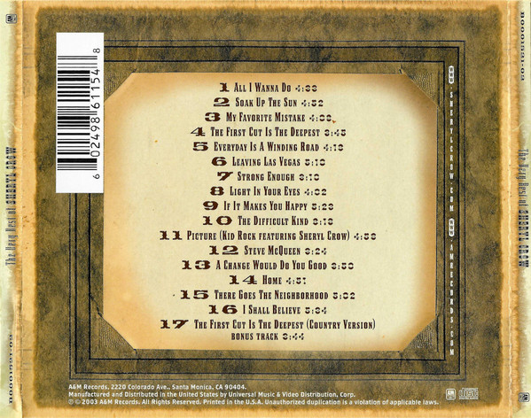 Sheryl Crow - The Very Best Of Sheryl Crow | A&M Records (B0001521-02) - 2