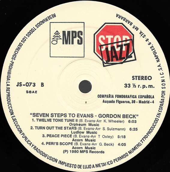 Gordon Beck · Ron Mathewson · Tony Oxley · Stan Sulzmann · Kenny Wheeler - Seven Steps To Evans - A Tribute To The Compositions Of Bill Evans | MPS Records (JS-073) - 4 Gordon Beck · Ron Mathewson · Tony Oxley · Stan Sulzmann · Kenny Wheeler - Seven Steps To Evans - A Tribute To The Compositions Of Bill Evans | MPS Records (JS-073) - 4