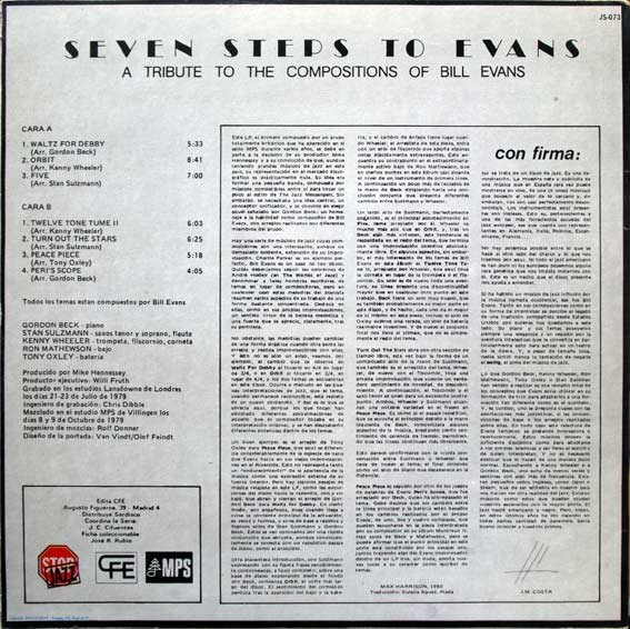 Gordon Beck · Ron Mathewson · Tony Oxley · Stan Sulzmann · Kenny Wheeler - Seven Steps To Evans - A Tribute To The Compositions Of Bill Evans | MPS Records (JS-073) - 2 Gordon Beck · Ron Mathewson · Tony Oxley · Stan Sulzmann · Kenny Wheeler - Seven Steps To Evans - A Tribute To The Compositions Of Bill Evans | MPS Records (JS-073) - 2