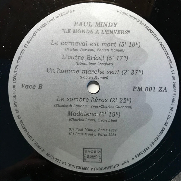 Paul Mindy - Le Monde À L'Envers | Not On Label (PM 001 ZA) - 4 Paul Mindy - Le Monde À L'Envers | Not On Label (PM 001 ZA) - 4