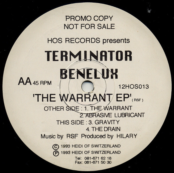 Terminator Benelux - The Warrant EP | Heidi Of Switzerland (12HOS013) - main Terminator Benelux - The Warrant EP | Heidi Of Switzerland (12HOS013) - main