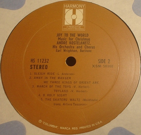 André Kostelanetz His Chorus And Orchestra , Earl Wrightson - Joy To The World: Music For Christmas | Harmony (HS 11232) - 3 André Kostelanetz His Chorus And Orchestra , Earl Wrightson - Joy To The World: Music For Christmas | Harmony (HS 11232) - 3