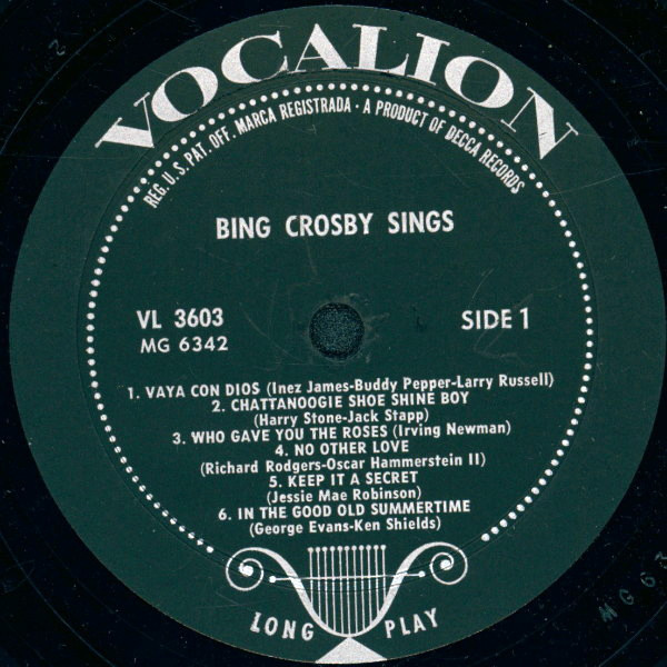 Bing Crosby - Bing Crosby Sings | Vocalion (VL 3603) - 3 Bing Crosby - Bing Crosby Sings | Vocalion (VL 3603) - 3