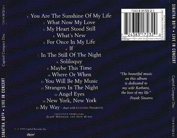 Frank Sinatra - Sinatra 80th Live In Concert | Capitol Records (7243 8 31723 2 0) - 2