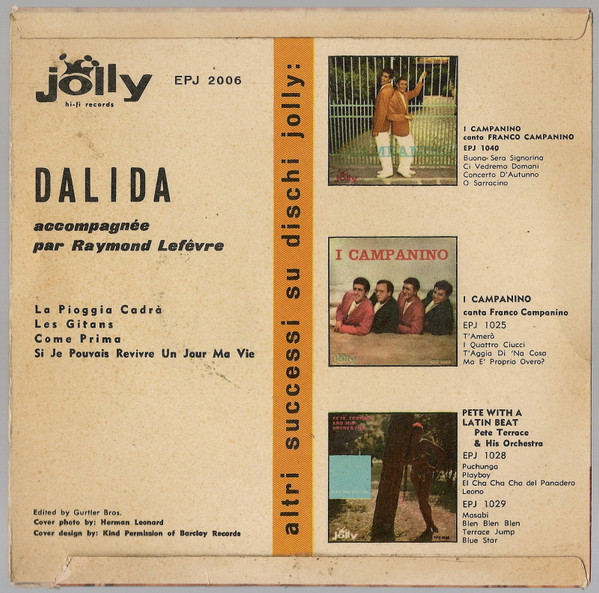 Dalida - Dalida | Jolly Hi-Fi Records (EPJ 2006) - 2