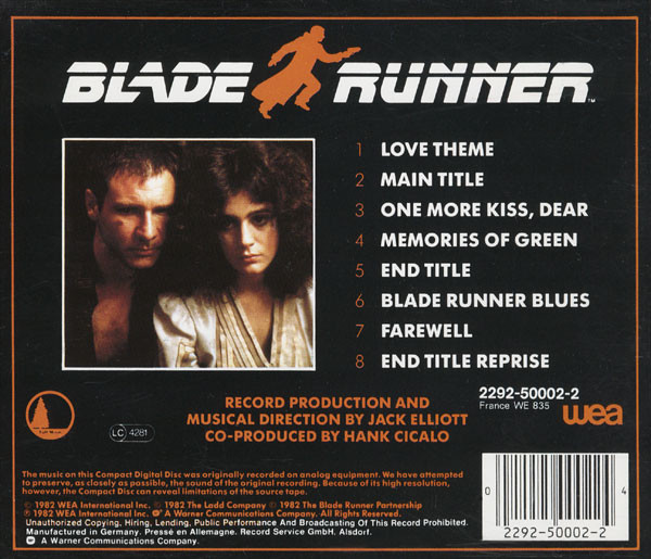 The New American Orchestra - Blade Runner (Orchestral Adaptation Of Music Composed For The Motion Picture By Vangelis) | Full Moon (2292-50002-2) - 2