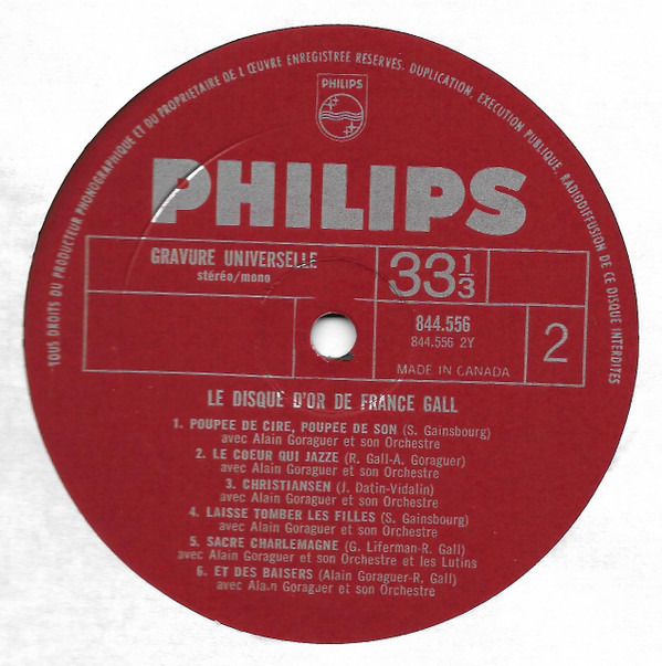 France Gall - Le Disque D'or De France Gall [Vinyl] | Philips (844.556) - 2