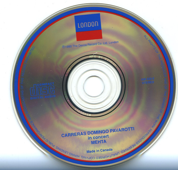 José Carreras , Placido Domingo , Luciano Pavarotti , Zubin Mehta - In Concert | London Records (430 433-2) - 3