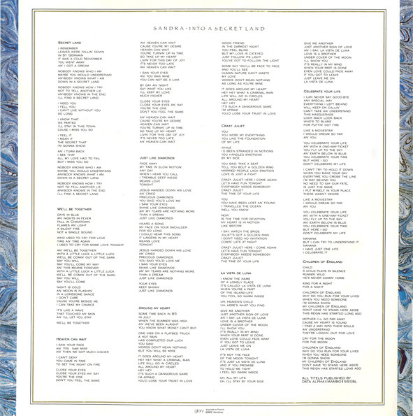 Sandra - Into A Secret Land | Virgin (70632) - 4 Sandra - Into A Secret Land | Virgin (70632) - 4