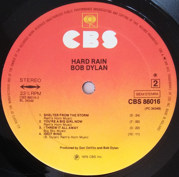 Bob Dylan - Hard Rain | CBS (86016) - 4