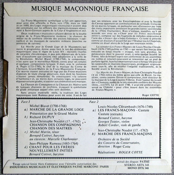 Roger Cotte - Musique Maçonnique Française Du XVIIIe Siècle - Cérémonie D'inauguration Des Locaux Rénovés Du Temple De La Grande Loge de France A Paris Le 15 Xbre 5967 | Not On Label (none) - 2 Roger Cotte - Musique Maçonnique Française Du XVIIIe Siècle - Cérémonie D'inauguration Des Locaux Rénovés Du Temple De La Grande Loge de France A Paris Le 15 Xbre 5967 | Not On Label (none) - 2