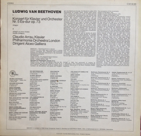 Ludwig van Beethoven - Claudio Arrau , Alceo Galliera , Philharmonia Orchestra - Klavierkonzert Nr. 5 | Emidisc (C 047-50 505) - 2 Ludwig van Beethoven - Claudio Arrau , Alceo Galliera , Philharmonia Orchestra - Klavierkonzert Nr. 5 | Emidisc (C 047-50 505) - 2