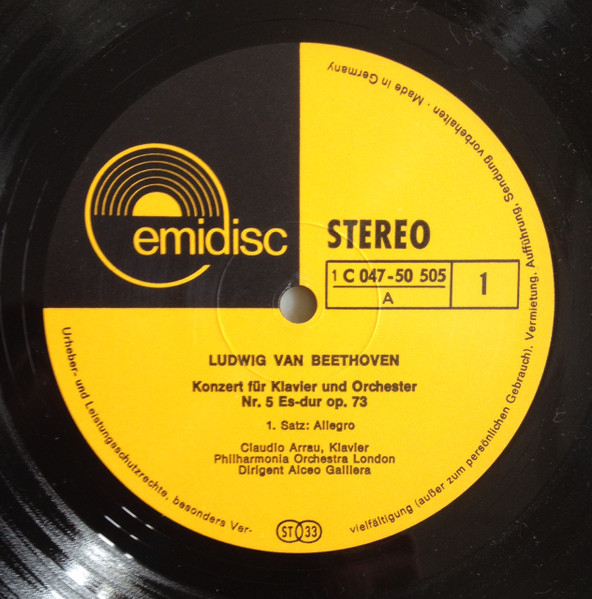 Ludwig van Beethoven - Claudio Arrau , Alceo Galliera , Philharmonia Orchestra - Klavierkonzert Nr. 5 | Emidisc (C 047-50 505) - 3 Ludwig van Beethoven - Claudio Arrau , Alceo Galliera , Philharmonia Orchestra - Klavierkonzert Nr. 5 | Emidisc (C 047-50 505) - 3