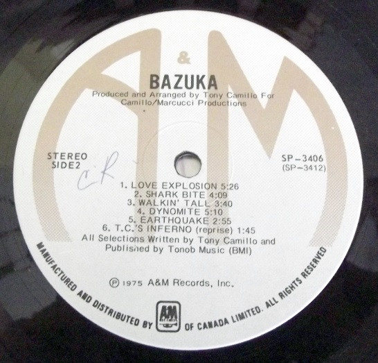 Tony Camillo's Bazuka - Bazuka [Vinyl] | A&M Records (SP-3406) - 4