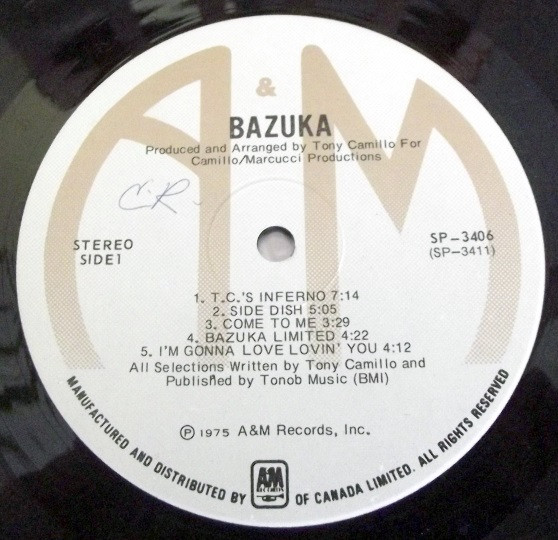Tony Camillo's Bazuka - Bazuka [Vinyl] | A&M Records (SP-3406) - 3