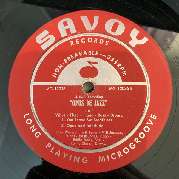 Milt Jackson , Frank Wess , Kenny Clarke , Hank Jones , Eddie Jones - Opus De Jazz | Savoy Records (MG 12036) - 4 Milt Jackson , Frank Wess , Kenny Clarke , Hank Jones , Eddie Jones - Opus De Jazz | Savoy Records (MG 12036) - 4