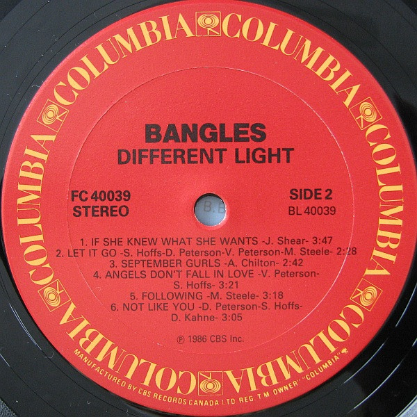 Bangles - Different Light | Columbia (FC 40039) - 4 Bangles - Different Light | Columbia (FC 40039) - 4