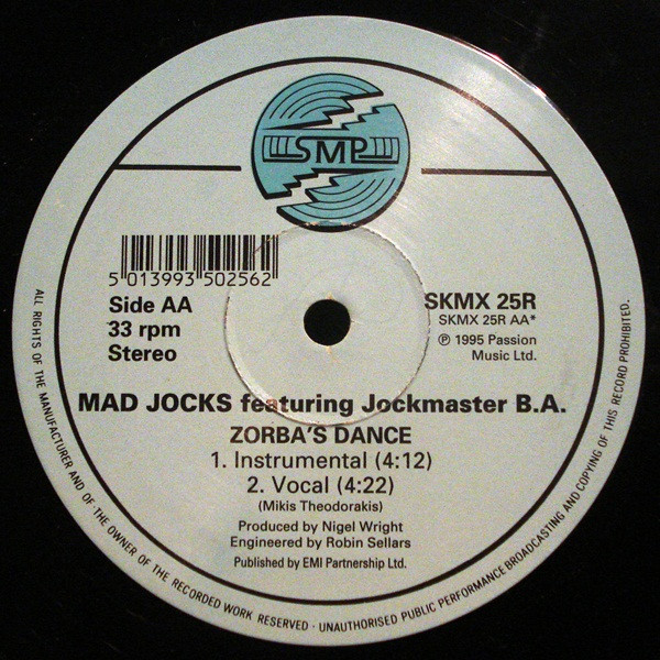 Mad Jocks Featuring Jockmaster B.A. - Zorba's Dance | SMP (SKMX 25R) - 2
