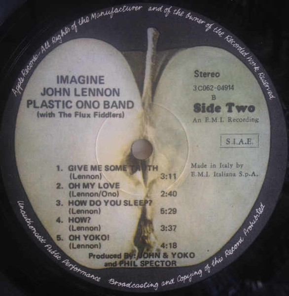John Lennon / The Plastic Ono Band With The Flux Fiddlers - Imagine | Apple Records (3 C062-04914) - 4 John Lennon / The Plastic Ono Band With The Flux Fiddlers - Imagine | Apple Records (3 C062-04914) - 4