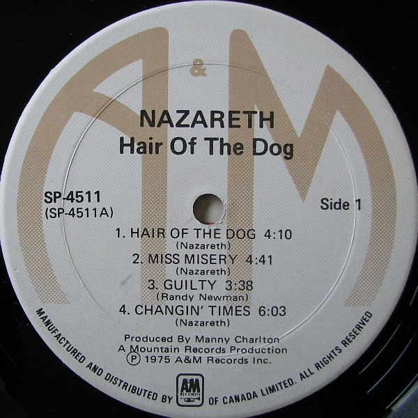 Nazareth - Hair Of The Dog | A&M Records (SP-4511) - 2