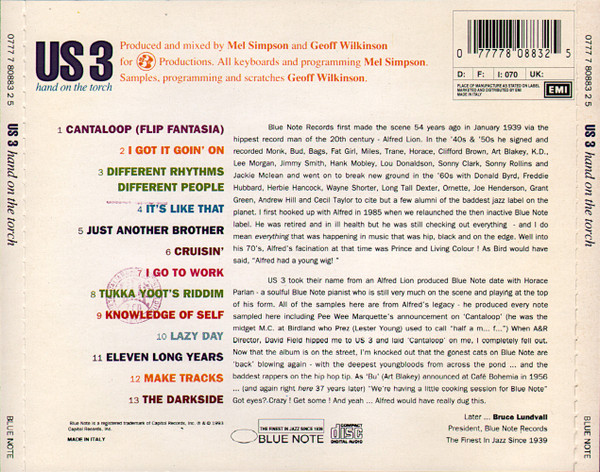Us3 - Hand On The Torch | Blue Note (0777 7 80883 2 5) - 2 Us3 - Hand On The Torch | Blue Note (0777 7 80883 2 5) - 2