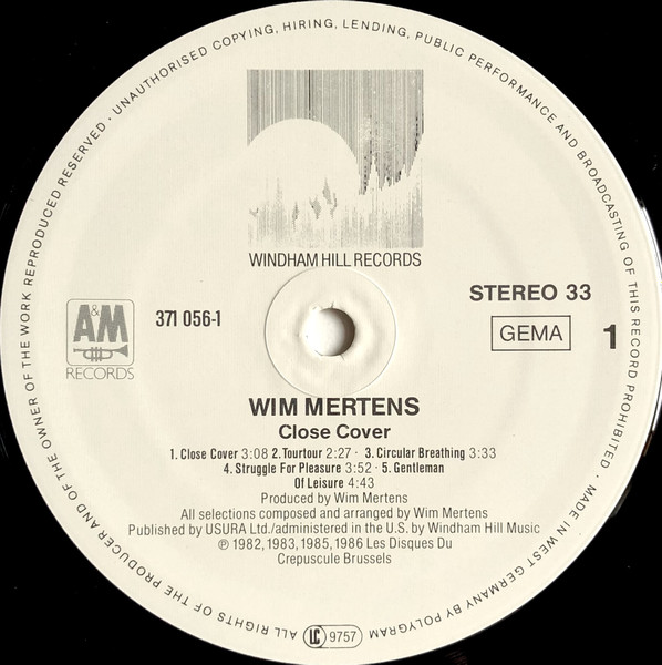 Wim Mertens - Close Cover | Windham Hill Records (371056-1) - 3