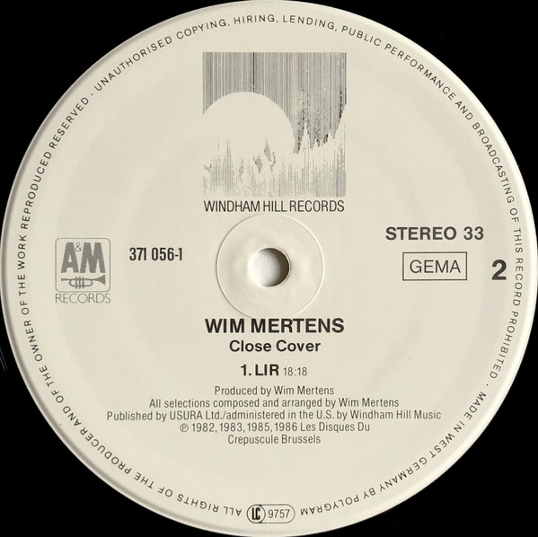 Wim Mertens - Close Cover | Windham Hill Records (371056-1) - 4